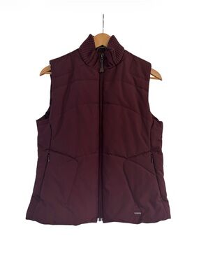 Lolë Plum Quilted Puffer Vest with Ribbed Knit Collar - Size Small